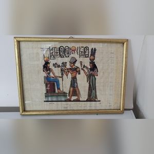 Egyptian Hand Painted Papyrus Painting in Frame